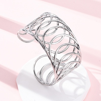 Europe and America Style 304 Stainless Steel Cuff Bangles for Women BJEW-D306-03P-1