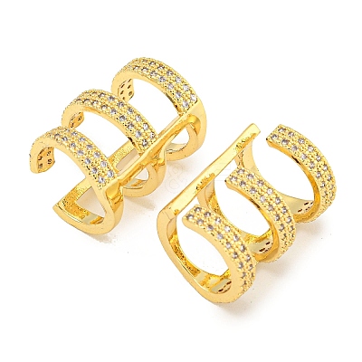 Brass Micro Pave Cubic Zirconia Cuff Earrings EJEW-C104-150G-1