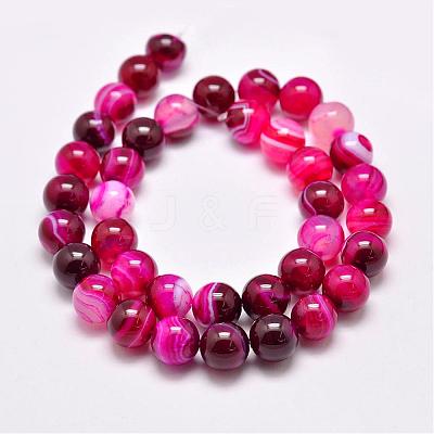 Natural Striped Agate/Banded Agate Bead Strands G-G962-10mm-01-1