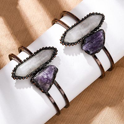 Natural Mixed Gemstone & Amethyst Beads Bangeles G-B150-05R-1