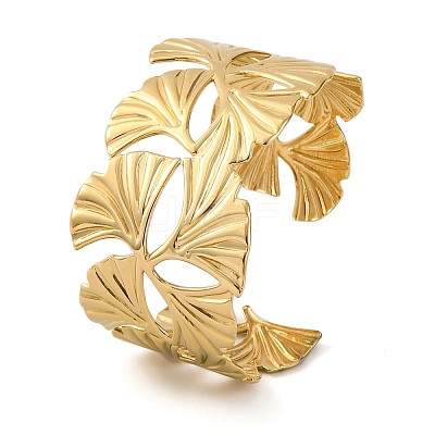 Ion Plating(IP) 304 Stainless Steel Cuff Bangles for Women BJEW-D048-01G-1