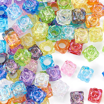 100Pcs UV Plating Transparent Acrylic European Beads TACR-TA0001-93A-1