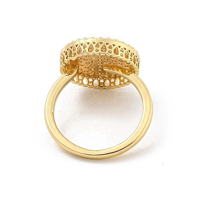 Flat Round Brass Micro Pave Clear Cubic Zirconia Finger Rings RJEW-G309-41G-1