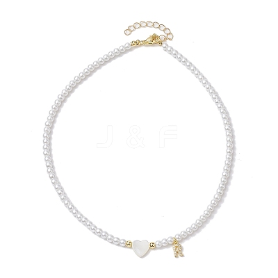 Brass Micro Pave Grade AAA Cubic Zirconia Letter Pendant Necklaces NJEW-JN04771-18-1