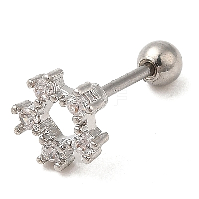 Brass Micro Pave Clear Cubic Zirconia Stud Earrings LS-EJEW-L265-05P-1