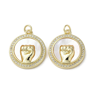 Gesture Theme Brass Micro Pave Cubic Zirconia Pendants KK-G485-18E-G-1