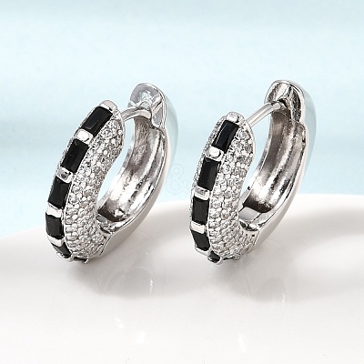 Brass Micro Pave Cubic Zirconia Hoop Earrings KK-CBA8324-22P-1