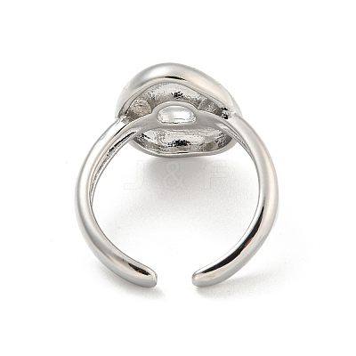 Brass Letter Open Cuff Rings for Women RJEW-G313-01O-P-1