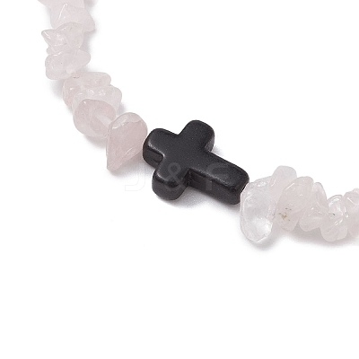 Natural Rose Quartz Chips Stretch Bracelets for Women Men BJEW-JB11341-12-1
