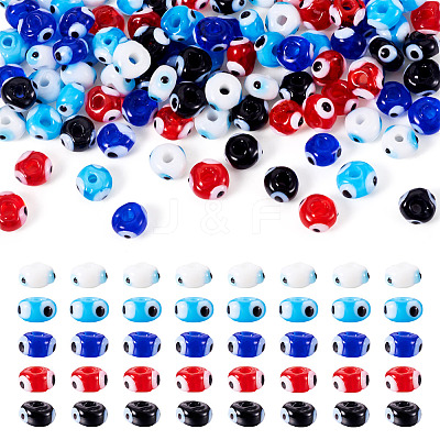 100Pcs 5 Colors Handmade Evil Eye Lampwork Beads Strands LAMP-TA0001-88B-1
