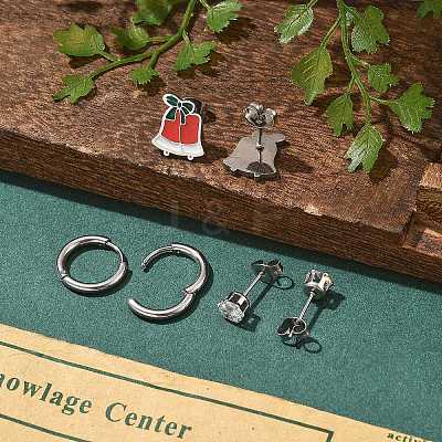3 Pairs 3 Styles Christmas 304 Stainless Steel Hoop & Stud Earring Sets for Women EJEW-K279-16P-03-1