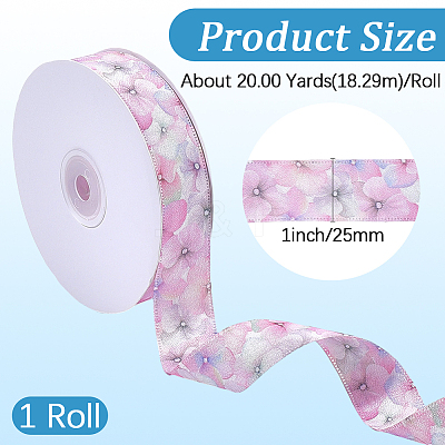 1Roll Single Face Printed Polyester Satin Ribbon SRIB-CY0001-47F-1