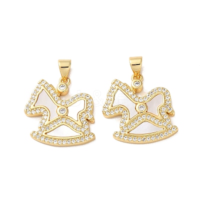 Brass Micro Pave Cubic Zirconia Pendants KK-B083-04G-1