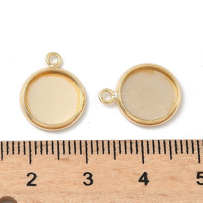 Flat Round Brass Pendant Cabochon Settings KK-K414-14C-G-1