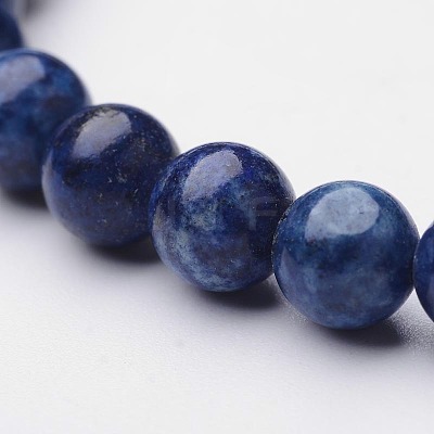 Natural Lapis Lazuli Round Beaded Stretch Bracelets BJEW-F202-04-1