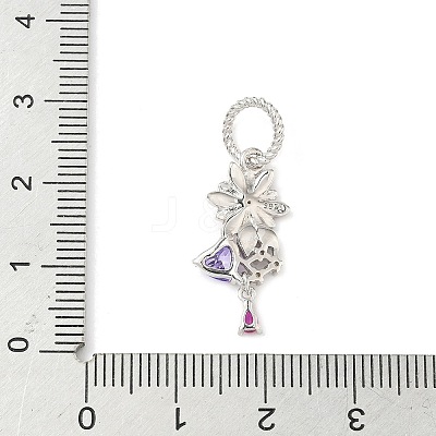 925 Sterling Silver Pave Cubic Zirconia with Enamel Pendants STER-G047-01D-1