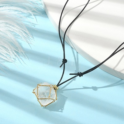 Brass Macrame Pouch Empty Stone Holder for Pendant Necklaces Making NJEW-JN04547-01-1