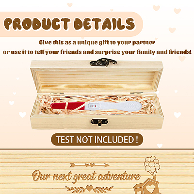 Rectangle Wooden Pregnancy Test Keepsake Box with Lock CON-WH0103-012-1