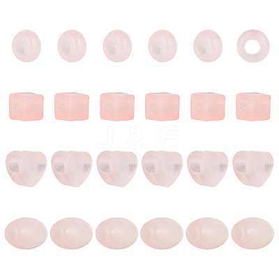 24Pcs 4 Styles Natural Rose Quartz European Beads G-AR0005-34-1