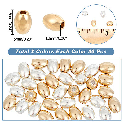 60Pcs 2 Colors Brass Beads KK-AR0002-82-1