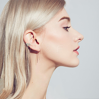 4Pcs 3 Style Plastic Imitation Pearl Cuff Earrings with Crystal Rhinestone EJEW-FI0001-30-1