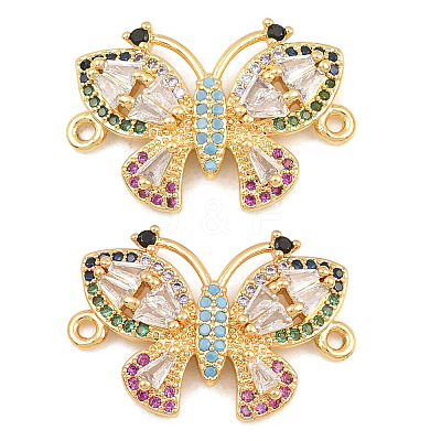 Brass Micro Pave Colorful Cubic Zirconia Connector Charms CU-CBA908F-04G-05-1