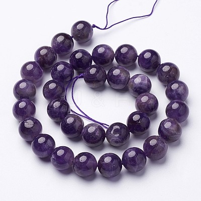 15 inch Round Natural Amethyst Beads Strands X-GSR12mmC062-1