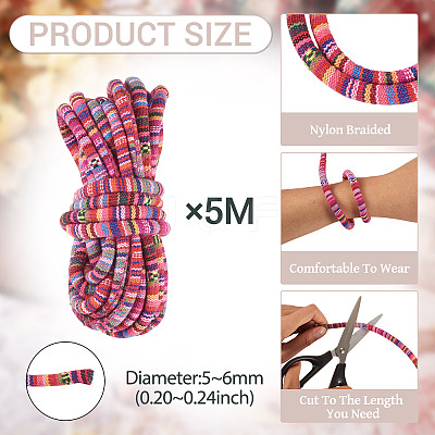 5M Ethnic Style Nylon Braided Round Cords OCOR-TA0003-21C-1