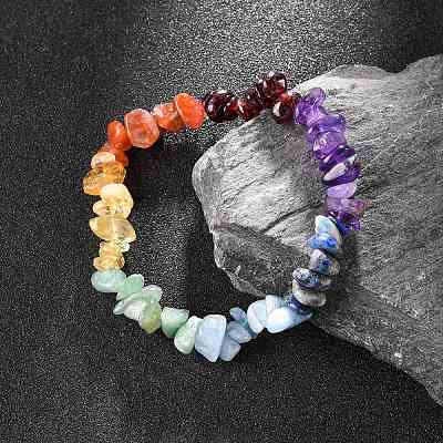 Chakra Gemstone Stretch Bracelets BJEW-JB02288-01-1