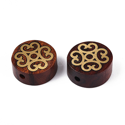 Natural Sandalwood Mala and Brass Finding Beads WOOD-T032-33B-1