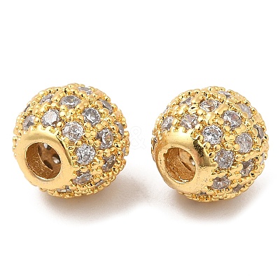 Brass Micro Pave Clear Cubic Zirconia Beads KK-I705-13G-1