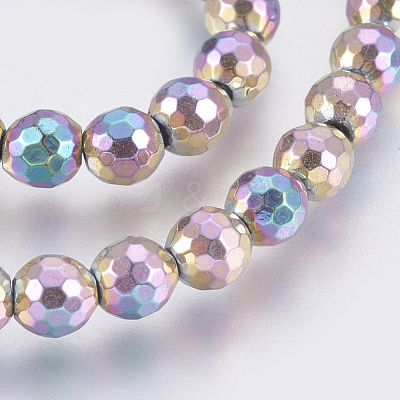 Electroplated Non-magnetic Synthetic Hematite Bead Strand X-G-E495-04F-1