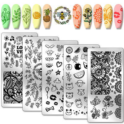 Stainless Steel DIY Nail Art Templates MRMJ-WH0098-013-1