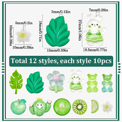 120Pcs 12 Styles Transparent & Opaque Resin Cabochons RESI-SP0001-07-1