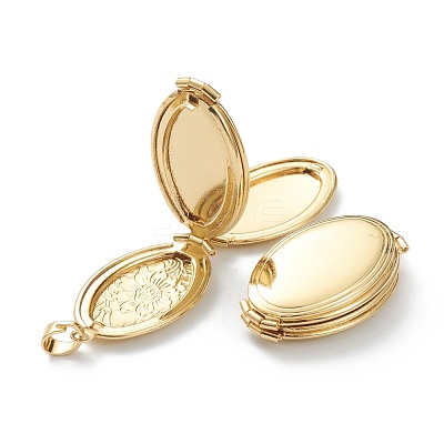 Brass Locket Pendants KK-P199-10G-1