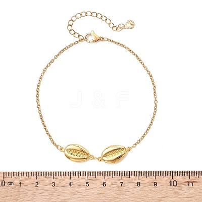 3Pcs 3 Styles Summer Beach 304 Stainless Steel Shell Shape Link Anklets for Women AJEW-AN00766-1