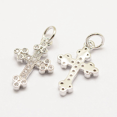 Brass Micro Pave Grade AAA Cubic Zirconia Pendants ZIRC-G090-02P-NR-1