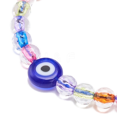 Acrylic Evil Eye & Round Lampwork Braided Bead Bracelet for Women BJEW-JB08379-1