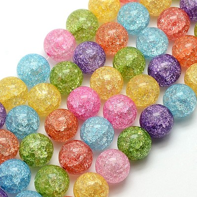 Synthetic Crackle Quartz Round Beads Strands G-L155-10mm-01-1