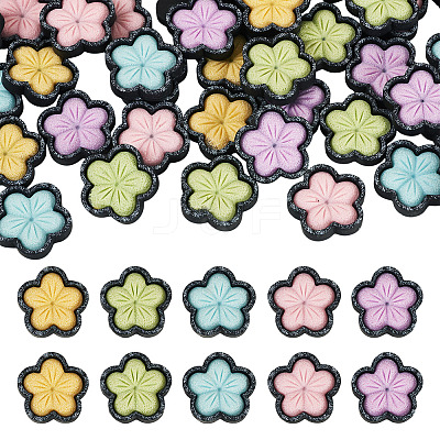 50Pcs 5 Colors Sakura Opaque Resin Cabochons CRES-TA0001-74-1