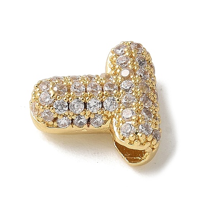Brass Micro Pave Cubic Zirconia Beads KK-P290-61G-T-1
