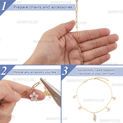 6Pcs 304 Stainless Steel Paperclip Chain Necklaces NJEW-SC0001-57A-G-1