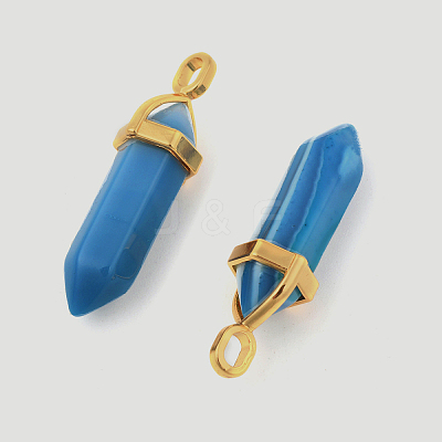 Natural Banded Agate Pointed Pendants G-G902-A09-1