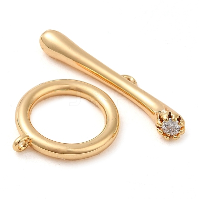 Brass Pave Clear Cubic Zirconia Toggle Clasps KK-M270-01G-1