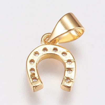 Brass Micro Pave Cubic Zirconia Charms X-ZIRC-E145-27G-1