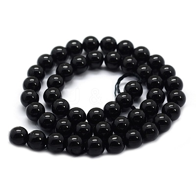 Natural Black Tourmaline Beads Strands G-G763-01-6mm-A-1