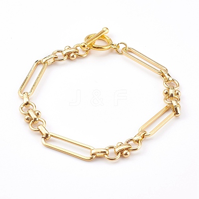 Brass Link Chain Bracelets X-BJEW-JB06016-1