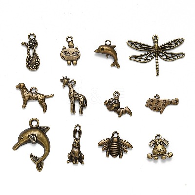 Tibetan Style Alloy Animal Pendants TIBEP-X0003-02-AB-1