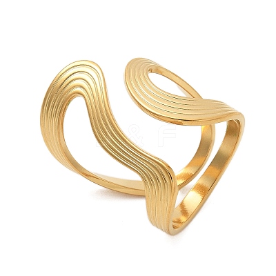 304 Stainless Steel Open Cuff Rings for Women RJEW-Z077-01G-07-1