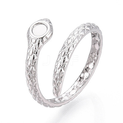 304 Stainless Steel Cuff Rings Components STAS-N113-06P-1